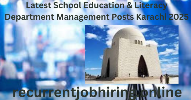 Latest School Education & Literacy Department Management Posts Karachi 2025