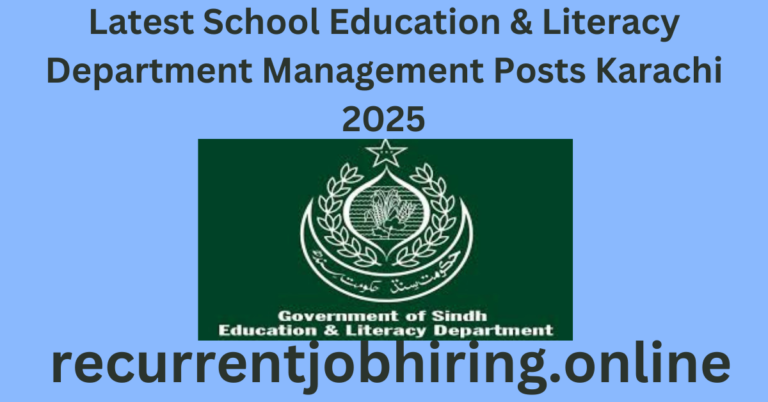 Latest School Education & Literacy Department Management Posts Karachi 2025